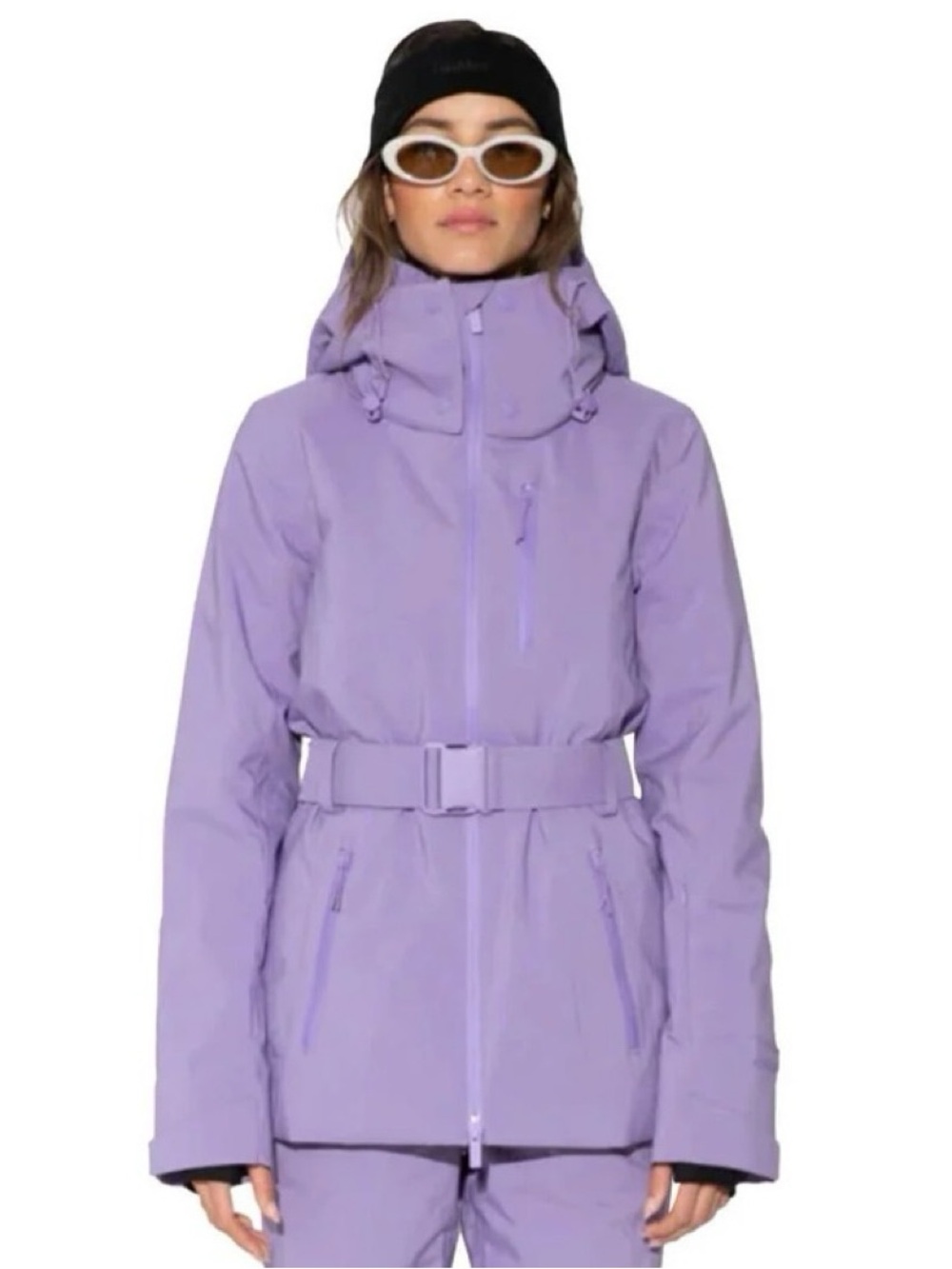 Halfdays Aston Ski Jacket | Lavender Ski Jacket with Belted Waist